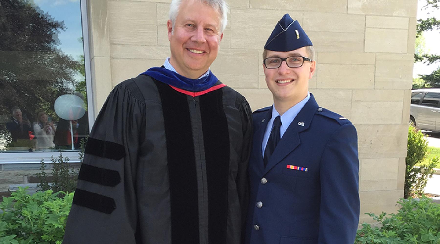 Scott Seidenberger at Cornell ILR in uniform during the Real-World Impact period.